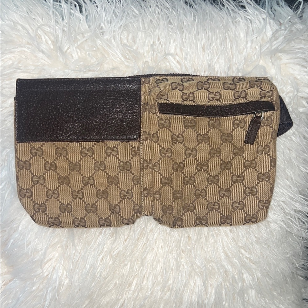Gucci Beige Brown GG Canvas Belt Bag